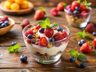 Enjoy a refreshing berry salad drizzled with yogurt and sprinkled with granola, delivering a perfect balance of flavor, crunch, and health in every bite.