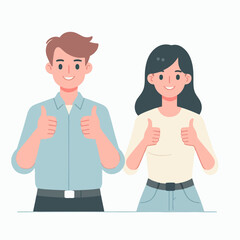 Obraz premium flat illustration of a person character raising a thumbs up