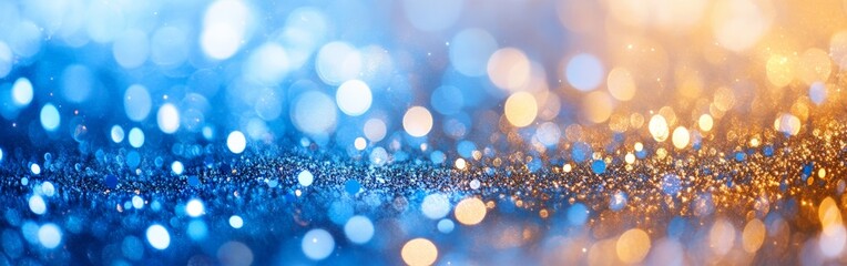 Fototapeta premium Modern Artistic Abstract with Blue, Gold, and White Glitter Spots for Home Decor