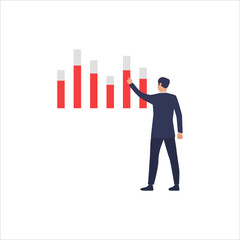 Businessman with Graphs and Charts - Financial Growth Vector Illustration