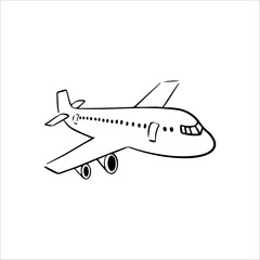 Airplane Vector Icon - Simple Line Drawing of an Aircraft