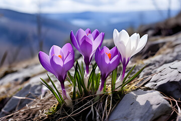 crocuses in the snow