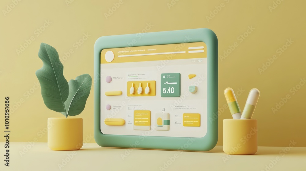 Poster a digital interface displaying health-related information with a modern aesthetic.