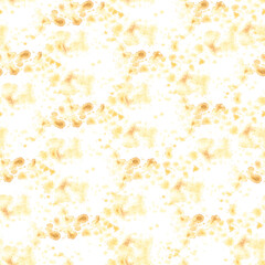 Orange stains of paint, seamless pattern. Abstract brush cloudy backdrop. Hand drawn watercolor illustration. Background with splashes texture. Template for cover, wallpaper, scrapbooking, textile.
