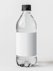 Clear plastic water bottle with no label on a plain background highlighting its simplicity and utility for hydration