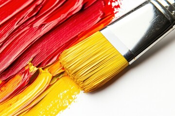 Fototapeta premium Paintbrush with Red and Yellow Paint