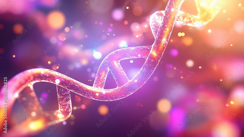 Poster abstract dna structure with colorful bokeh effects