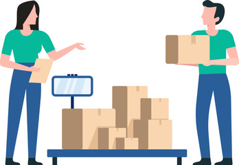 Logistics Staff Checking and Preparing Products for Shipment. Logistics Team Checking Products in Warehouse.