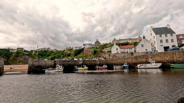 Boats Docking at Crail Harbor
