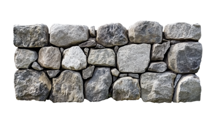Low stone wall fence isolated on transparent background, , clipping paths for design and decoration