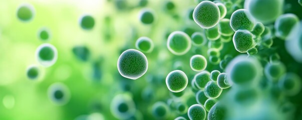 Cyanobacteria absorbing sunlight, energy production, 3D illustration