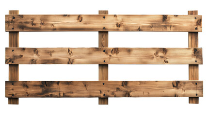 Horizontal natural wood slat fence  isolated on transparent background, , clipping paths for design and decoration