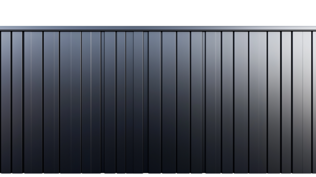 Modern metal black panel fence isolated on transparent background, , clipping paths for design and decoration