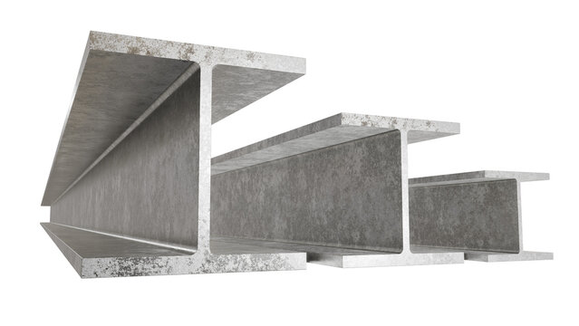 Multiple Beams: The image shows multiple H-beams arranged in parallel, suggesting a structural configuration where several beams are used together.