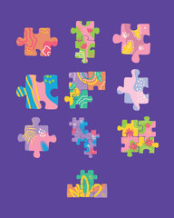 Naklejka premium Vibrant Organic Puzzle Pieces Illustration