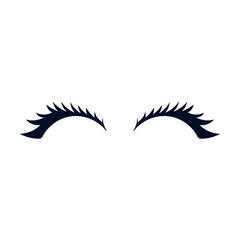 Eyelashes icon vector. Closed eyes illustration sign. Makeup symbol or logo.