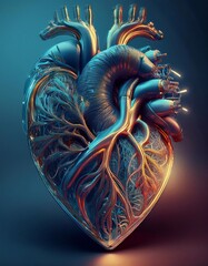 Artificial heart on a background. AI generated. 