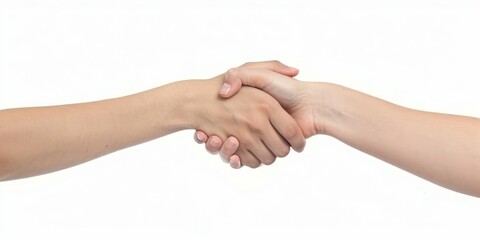 Handshake between two people for agreements, isolated on white background
