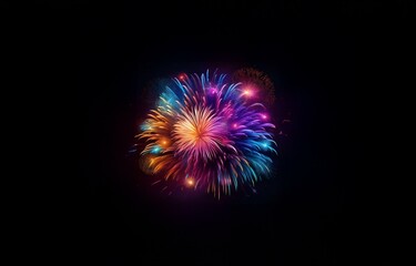 Fototapeta premium Colorful fireworks burst against a dark night sky.