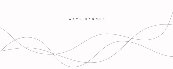 Abstract vector banner with grey wavy lines