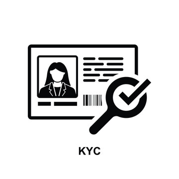 KYC icon. The black kya symbol isolate on background vector illustration. Know Your Customer standards are designed to protect financial institutions against fraud, corruption, money laundering and te