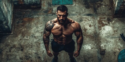 Shirtless Man in Dirty Room