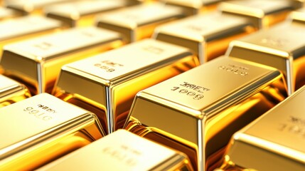 Shiny Gold Bars Stacked in a Luxurious Display