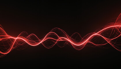 Red digital brainwaves in space, good for neural connections, neural network portrayal and artificial intelligence