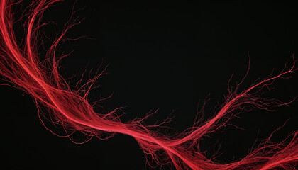Red digital brainwaves in space, good for neural connections, neural network portrayal and artificial intelligence