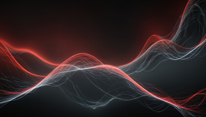 Red digital brainwaves in space, good for neural connections, neural network portrayal and artificial intelligence