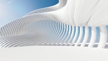 3d render abstract architecture background building curved shape