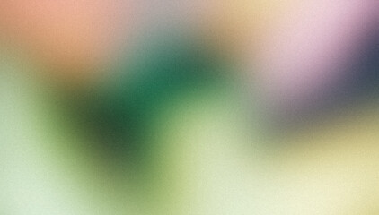 Abstract soft green orange pink color grainy retro backdrop design. Vibrant colors pastel smooth noise texture gradient, banner or poster and website header