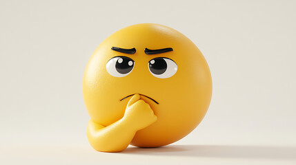 Fototapeta premium 3D Confused Yellow Face Emoji