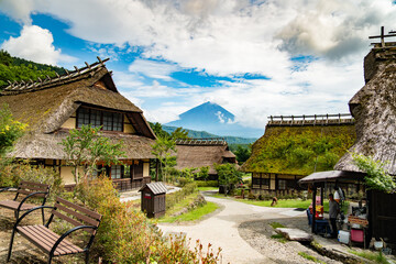 Saiko Iyashi no Sato Nenba, traditional village with Mount Fuji view, in Fujikawaguchiko, Saiko,...
