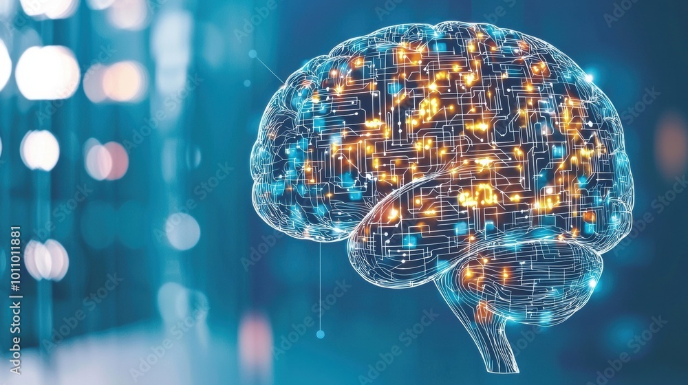 Aufkleber futuristic digital brain with circuit patterns