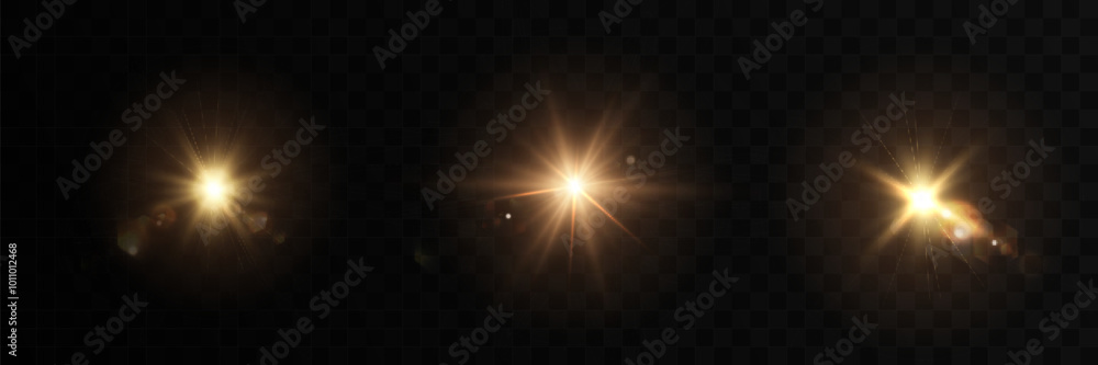 Poster bright light effect with rays and highlights for vector illustration.