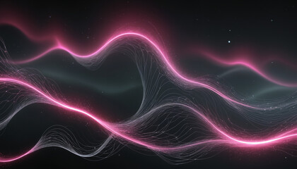 Pink digital brainwaves in space, good for neural connections, neural network portrayal and artificial intelligence