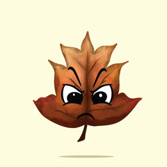 angry leaf mascot character. cute, funny, and playful concept. autumn, holiday, and education themes