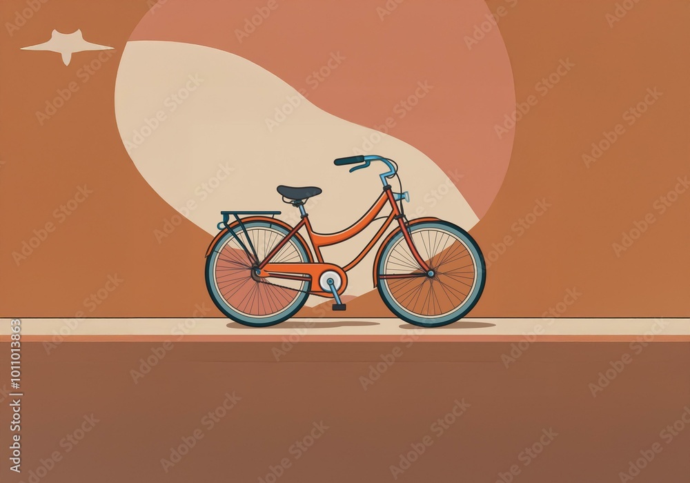 Aufkleber A simple drawing of a bicycle resting on a ledge against a colored background.
