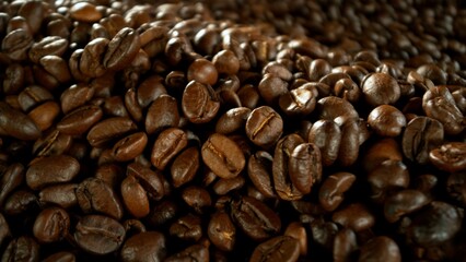 Freeze Motion of Whole Roasted Coffee Beans in Roastery Mill