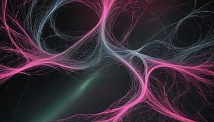 Pink digital brainwaves in space, good for neural connections, neural network portrayal and artificial intelligence