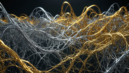 Silver and gold neural connections, good for portrayal of neural networks