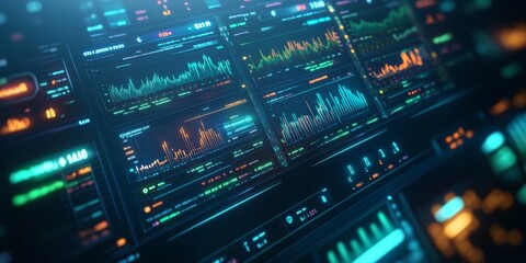 Obraz premium Business Financial Dashboard Displaying Stock Market Data for Analytics and Investment Research
