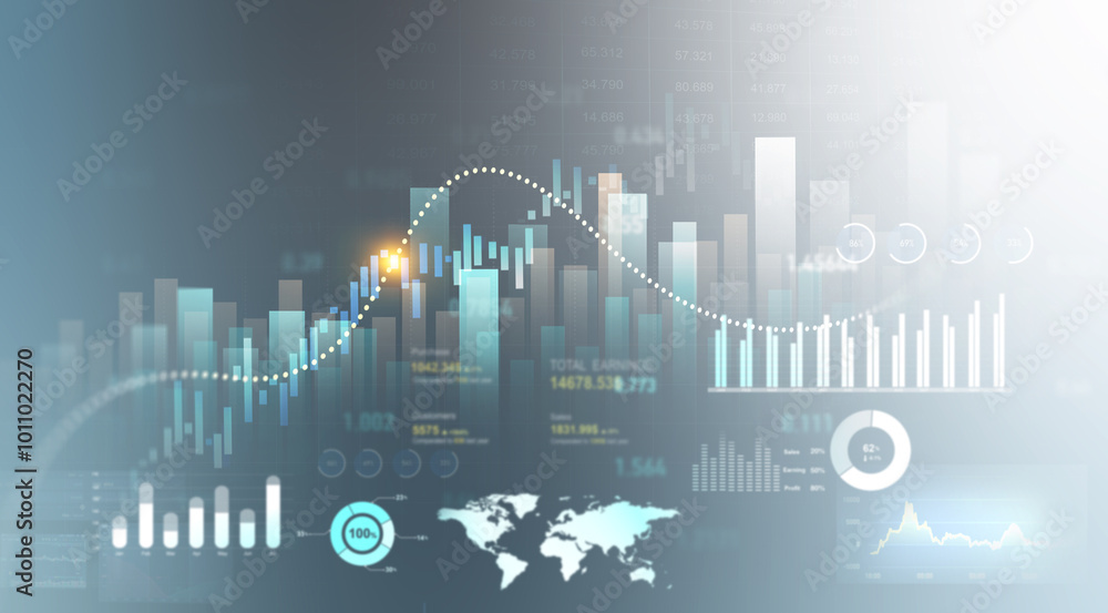 Poster analyzing data sales and financial graph chart. business development strategy,analysis and planning.