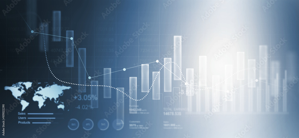Aufkleber analyzing data sales and financial graph chart. business development strategy,analysis and planning.