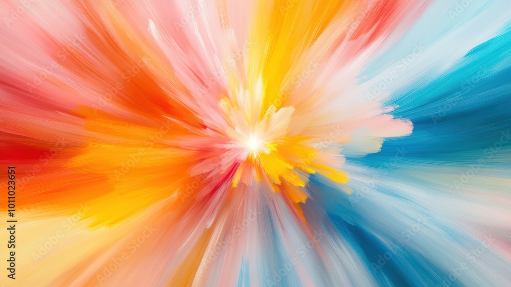 Poster a vibrant explosion of colors blending seamlessly, creating an uplifting and energizing visual exper