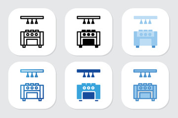 Kitchen icons with various design styles