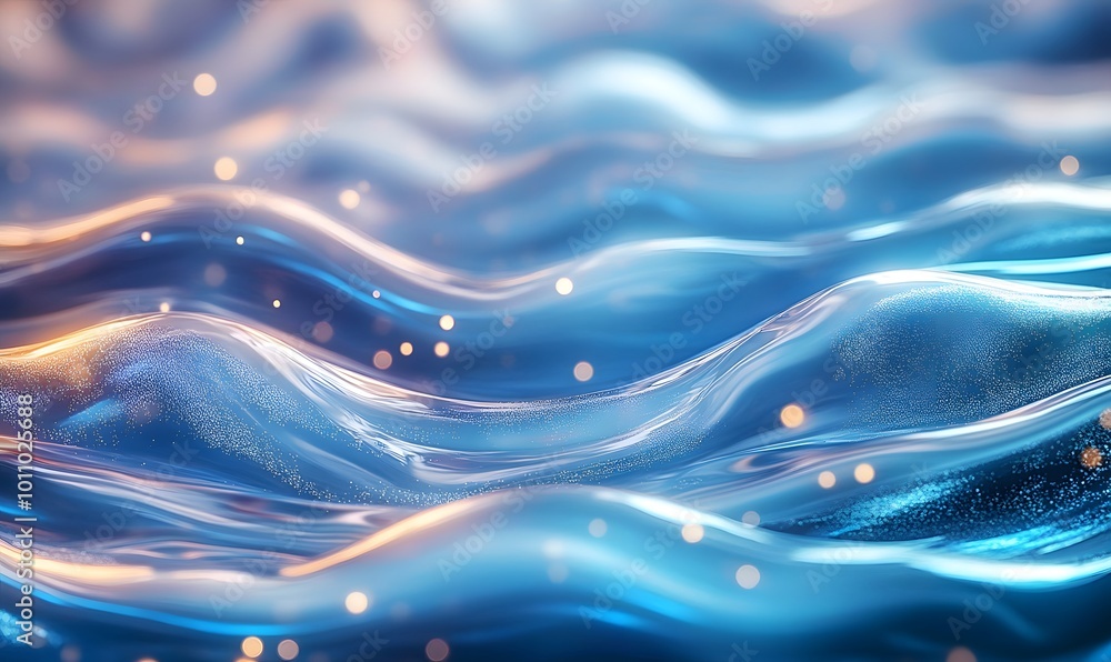 Poster sparkling blue background with gentle wavy patterns, generative ai