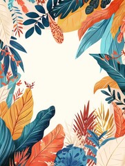 Surrounding the blank square are various colorful leaves and plants, adding a vibrant and lively touch to the scene.