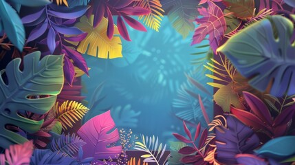 Surrounding the blank square are various colorful leaves and plants, adding a vibrant and lively touch to the scene.